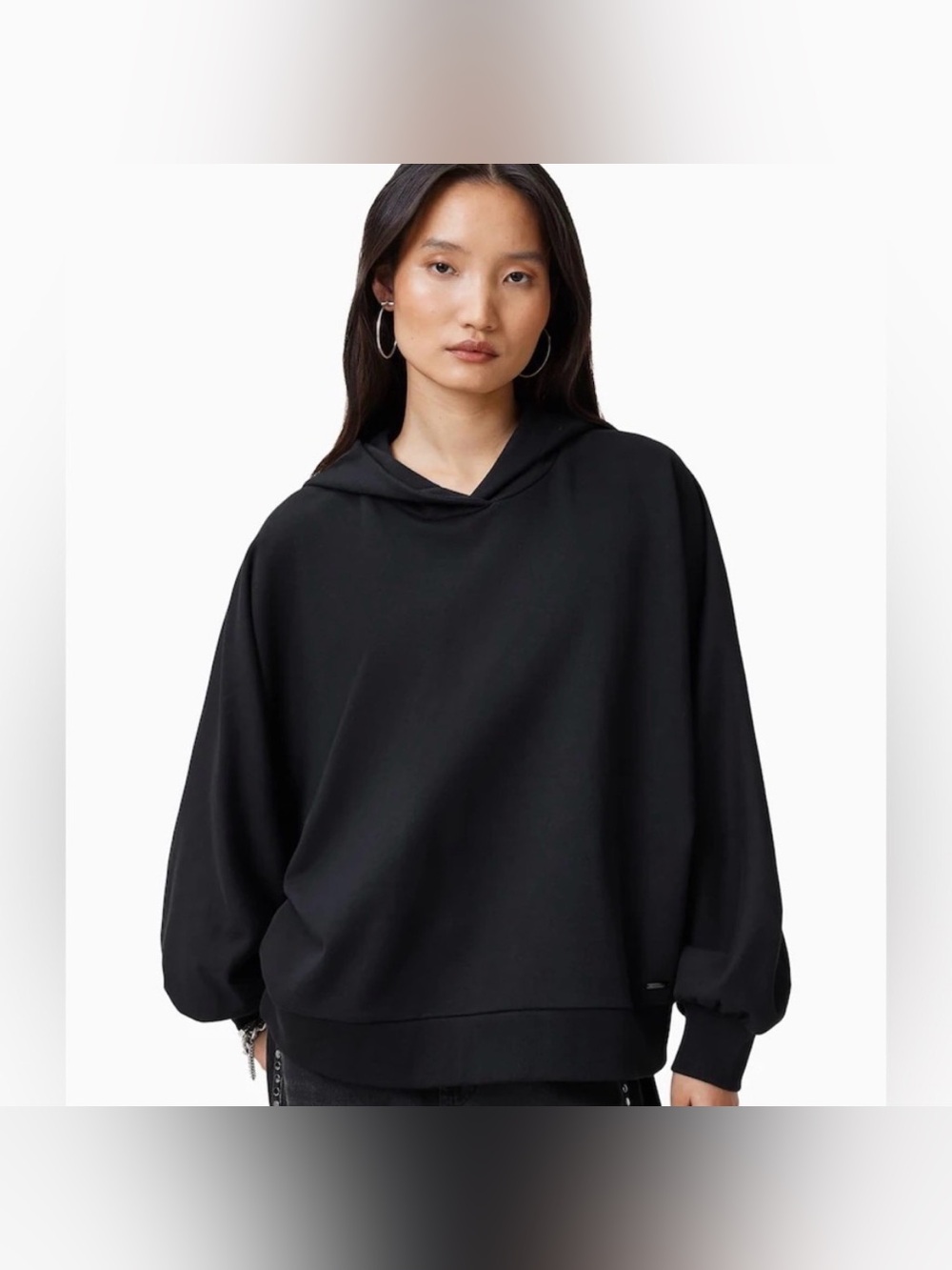 AllSaints Women’s Atria Black Oversized Hooded Pullover Like New Size Large